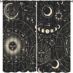 NEW Sun/Moon Celestial Astrology Curtains 2 Panels-84x84 Inch total Retails@ $73